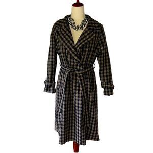 Nerazzurri Women’s S gorgeous Black and brown check long belted coat jacket